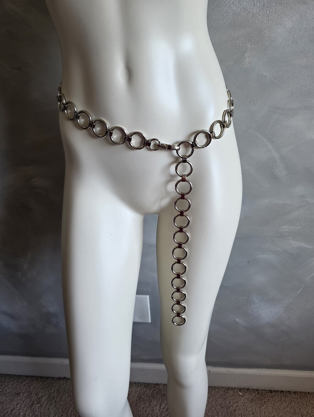 Silver O Ring Chain Link 43'L Emo Scene  Y2K McBling Adjustable Hip Belt